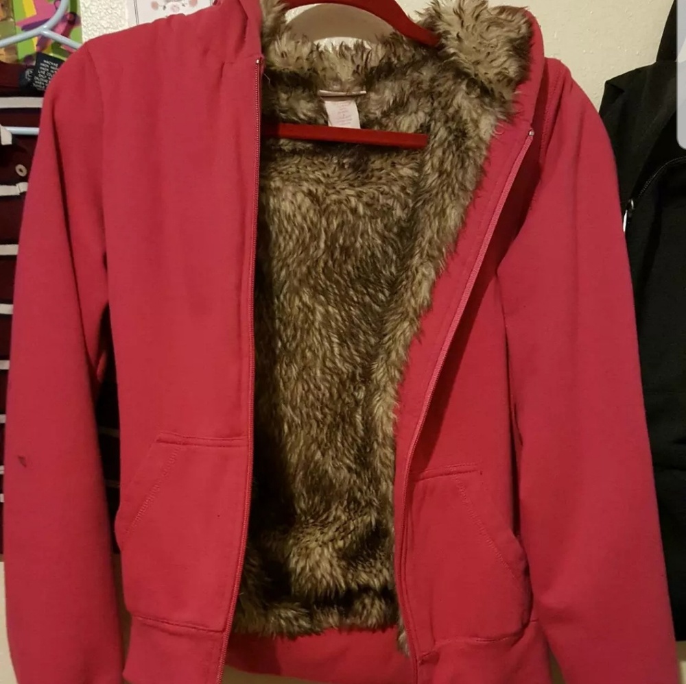 Pink fur jacket